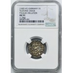 Teutonic Order, Paul von Rusdorf, Schilling with long cross undated - NGC AU55