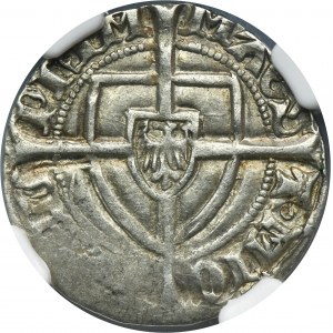 Teutonic Order, Michael I Küchmeister von Sternberg, Schilling with long cross undated - NGC MS62