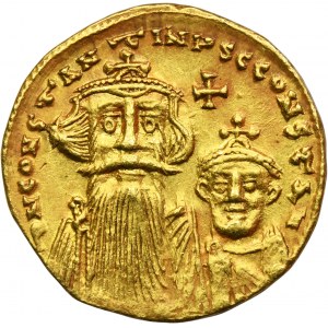 Byzantine Empire, Constans II with Constantine IV, Solidus