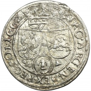 John II Casimir, 6 Groschen Lviv 1662 GBA - VERY RARE, without the Ślepowron coat of arms