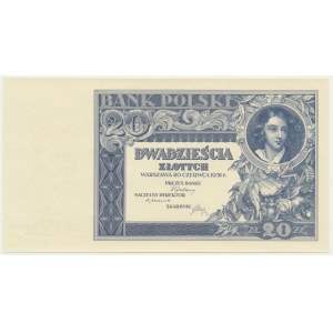 20 złotych 1931 - destrukt bez serii i numeratora i bez poddruku