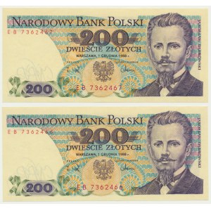 200 PLN 1988 - EB (2 pieces).