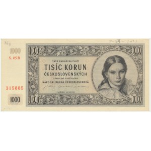 Československo, 1 000 korún 1945 - MODEL -.