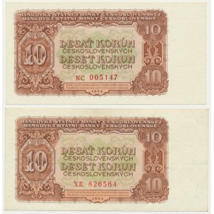 Československo, 10 korun 1953 - MODEL a DNO (2 kusy).