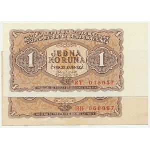 Czechoslovakia, 1 Koruna 1953 - SPECIMEN AND REGULAR (2 pcs.)