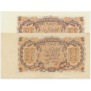 Czechoslovakia, 1 Koruna 1953 - SPECIMEN AND REGULAR (2 pcs.)