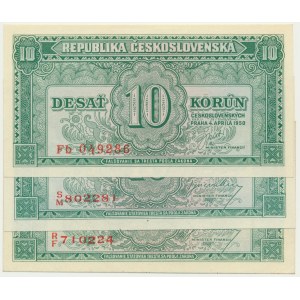 Československo, 10 korun (1945)-50 (3 kusy).