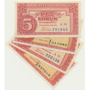 Československo, 5 korun (1945)-49 WZORY A DNO (4 ks)