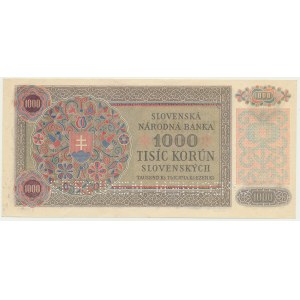 Czechoslovakia, 1.000 Korun (1945) on 1.000 Slovak Korun 1940 - SPECIMEN -