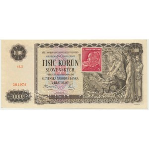 Československo, 1 000 korun (1945) na 1 000 slovenských korun 1940 - MODEL -.