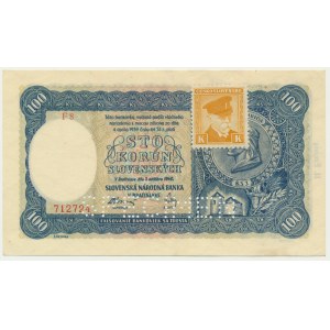 Czechoslovakia, 100 Korun (1945) on 100 Slovak Korun 1940 - SPECIMEN