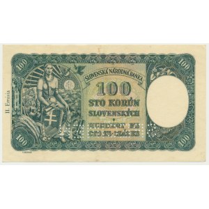 Czechoslovakia, 100 Korun (1945) on 100 Slovak Korun 1940 - SPECIMEN