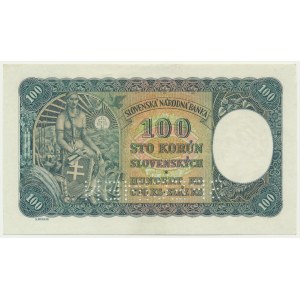 Czechoslovakia, 100 Korun (1945) on 100 Slovak Korun 1940 - SPECIMEN -