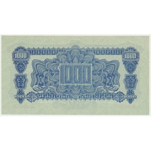 Tschechoslowakei, 1.000 Kronen 1944 (1945) - MODELL - mit Briefmarke