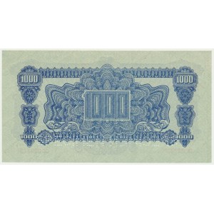 Czechoslovakia, 1.000 Korun 1944 (1945) - SPECIMEN - with adhesive stamp -