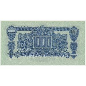 Czechoslovakia, 1.000 Korun 1944 (1945) - SPECIMEN - with adhesive stamp -