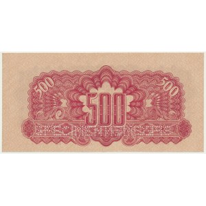 Czechoslovakia, 500 Korun 1944 (1945) - SPECIMEN - with adhesive stamp -