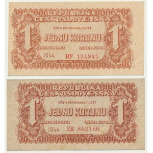 Československo, 1 koruna 1944 (2 kusy).