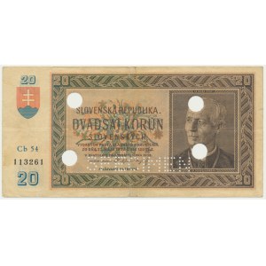 Slovensko, 20 korún 1939 - MODEL - zrušené -.