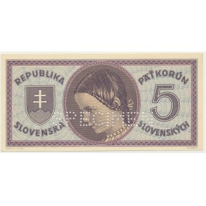 Slovakia, 5 Korun (1945) - SPECIMEN -