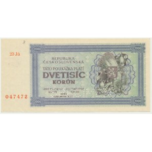 Československo, 2 000 korún 1945 - SPECIMEN