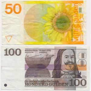 Holandsko, sada 50-100 guldenov 1970-82 (2 ks)
