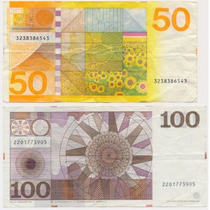 Holandsko, sada 50-100 guldenov 1970-82 (2 ks)