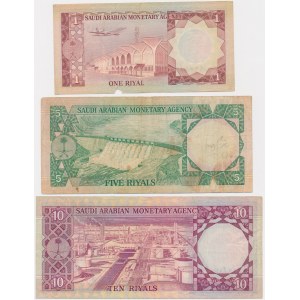 Saudská Arábia, sada 1-10 rialov (1977) (3 kusy).