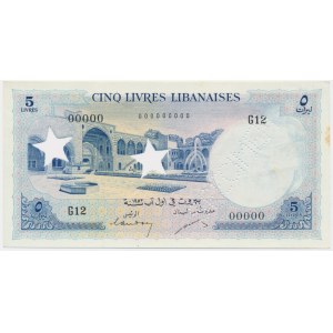 Libanon, 5 lir (1952-64) - SPECIMEN