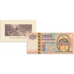 Maďarsko, pamětní bankovka 2000 forintů ve složce s emisí