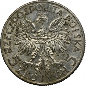 Głowa Kobiety, 5 złotych Warszawa 1934