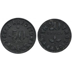 Set, Grocery Cooperative of the 50th Kresy Rifle Regiment, 20 and 50 Groschen Kowel (2 pcs.)