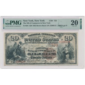 USA, New York, 20 Dollars 1882 - Bruce & Wyman - PMG 20