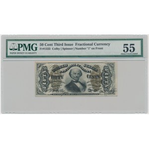 USA, Frakční měna, 50 centů 1863 - PMG 55