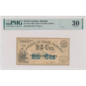 USA, Konfederované štáty americké, Severná Karolína, 25 centov 1864 - PMG 30