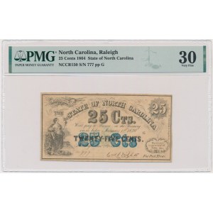 USA, Confederate States America, North Carolina, 25 Cents 1864 - PMG 30