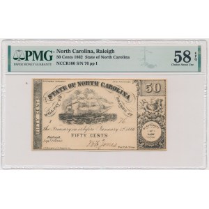 USA, Konfederované štáty americké, Severná Karolína, 50 centov 1862 - PMG 58 EPQ