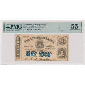 USA, Konfederované štáty americké, Alabama, 50 centov 1863 - PMG 55