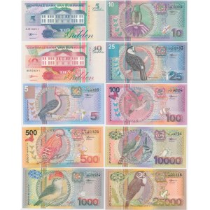 Suriname, set 5-25.000 Gulden 1998-2000 (10 pcs.)