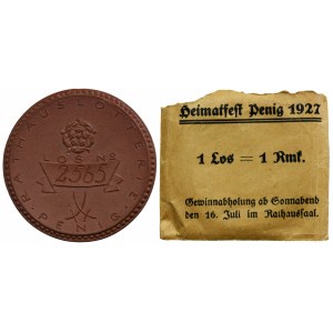 Nemecko, Sasko, Loterijný lístok v hodnote 1 fenig 1922