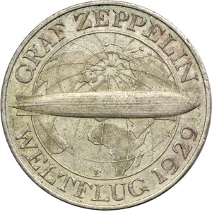 Nemecko, Weimarská republika, 3 marky Berlín 1930 A - Graf Zeppelin