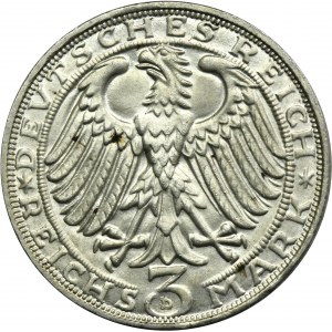 Německo, Výmarská republika, 3 marky Mnichov 1928 D