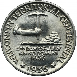 USA, 1/2 Dollar Philadelphia 1936 Wisconsin Territorial Centennial - RARE