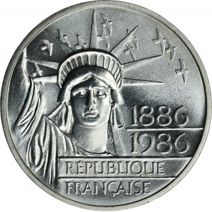 Francúzsko, Piata republika, 100 frankov Pessac 1986 - Socha slobody - PIEDFORT