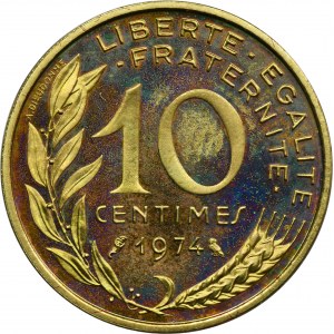 France, V Republic, 10 Centimes Paris 1974 - PIEFORT - RARE