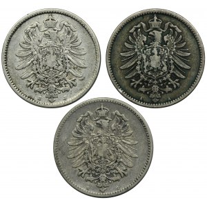 Set, Germany, German Empire, Wilhelm I, 1 Mark 1883 and 1885 (3 pcs.)