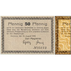 Danzig, 50 Pfennige 1914 - watermark waves -