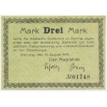 Danzig, 3 Mark 1914 - watermark cross - without Ungültig -