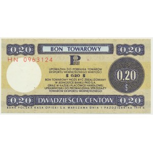 Pewex, 20 centov 1979 - HN - malé -