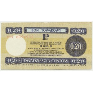 Pewex, 20 centov 1979 - HN - VEĽKÁ -.